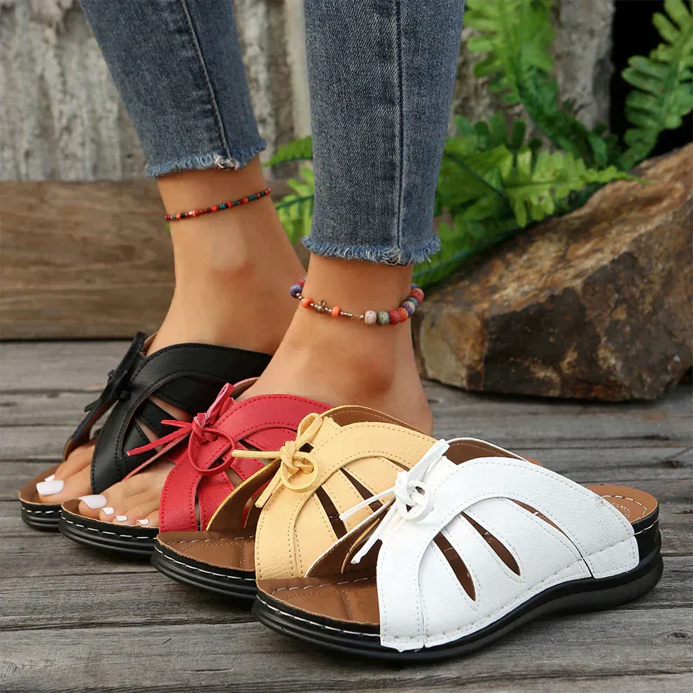 Open Toe Lace-Up Sandals | Black | Comfortable and Stylish