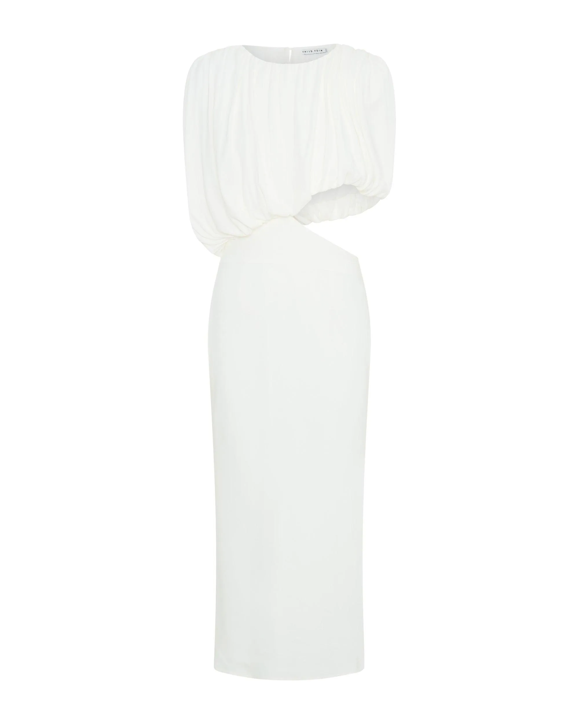 OVERFLOW DRAPE MIDI DRESS | OFF WHITE