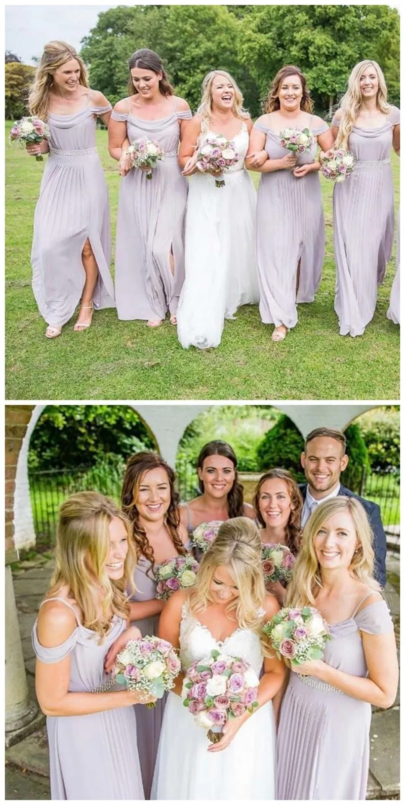 Pale Lilac Chiffon Off Shoulder Cheap Custom Bridesmaid Dresses Online,WGY0283