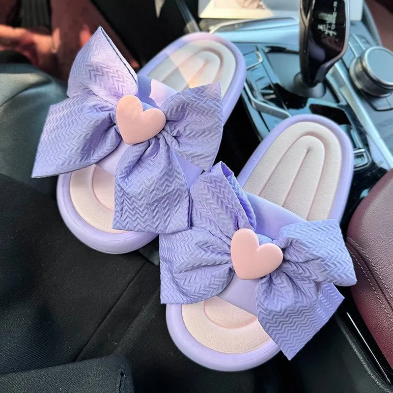 Pastel Bow Heart Slide Sandals