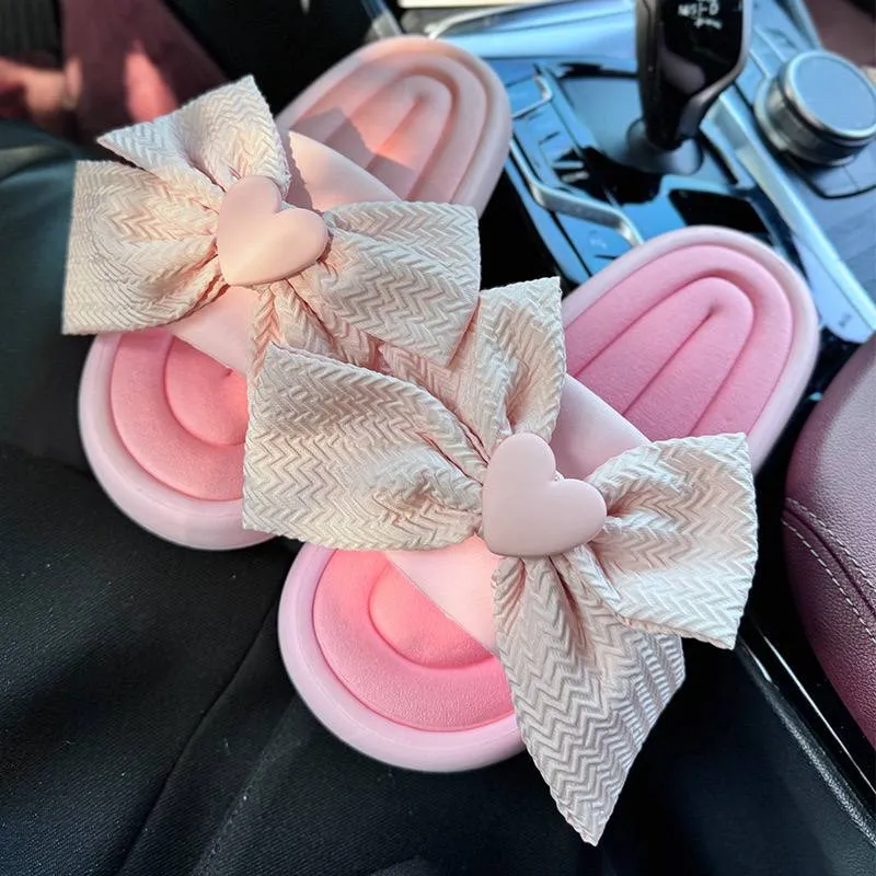 Pastel Bow Heart Slide Sandals