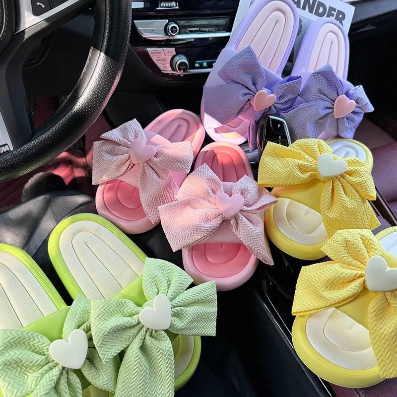 Pastel Bow Heart Slide Sandals