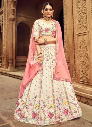 Pearl White Floral Embroidered Traditional Lehenga Choli