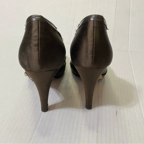 Pedro Garcia Women’s EU 37.5 US 7.5 Brown Satin Heels