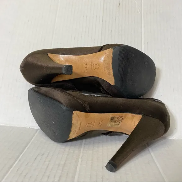 Pedro Garcia Women’s EU 37.5 US 7.5 Brown Satin Heels