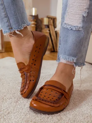 Perforated Leather Loafer - Brown