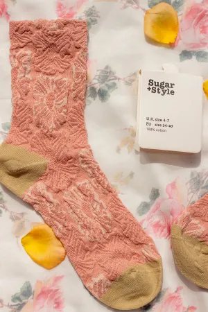 Pink Crinkle Flower Socks