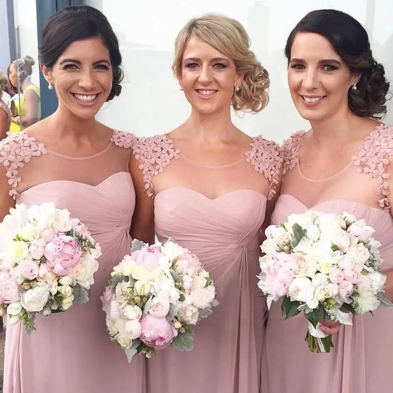 Pink Scoop Custom Made Chiffon Long Bridesmaid Dresses, WGY0288