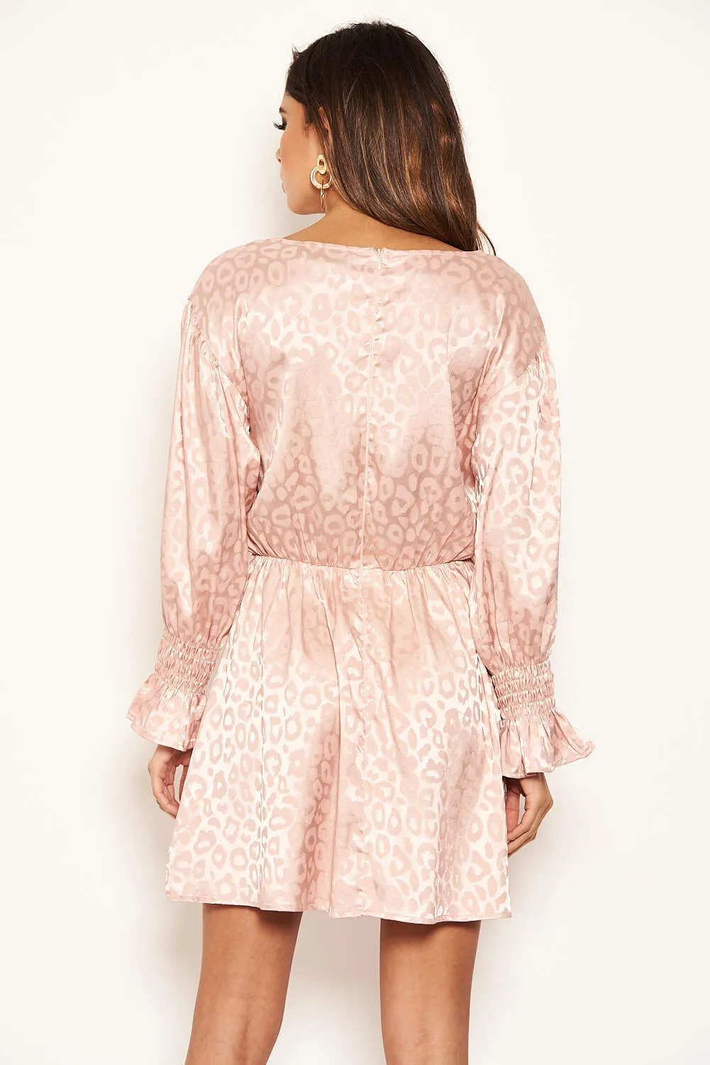 Pink Shimmery Animal Print Skater Dress