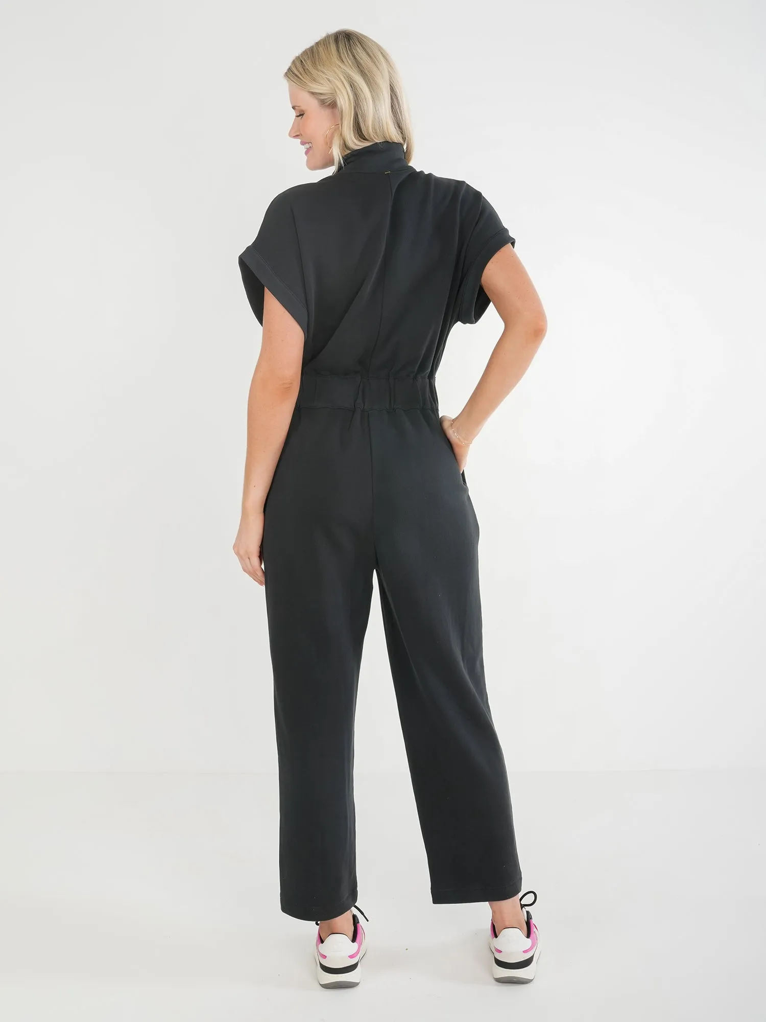 Poppy Jumpsuit in Black French Terry by Emily McCarthy