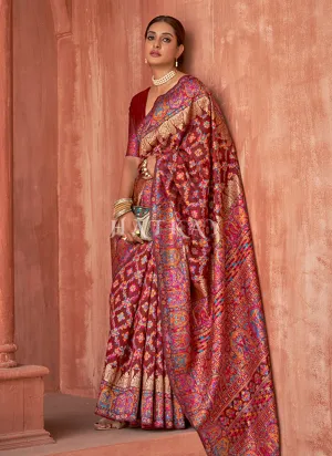 Rani Pink Digital Printed Pashmina Silk Saree