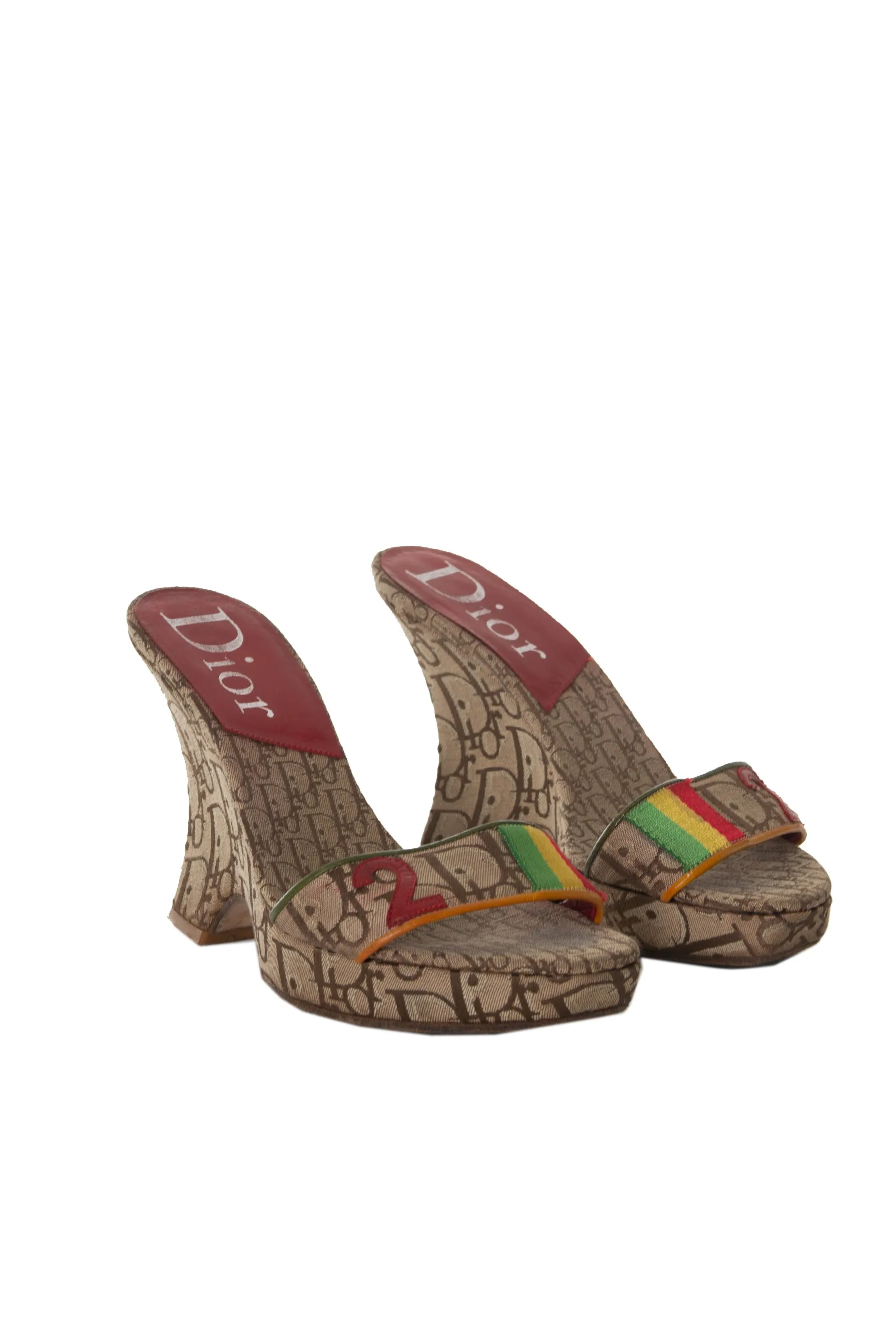 Rasta Monogram Wedges