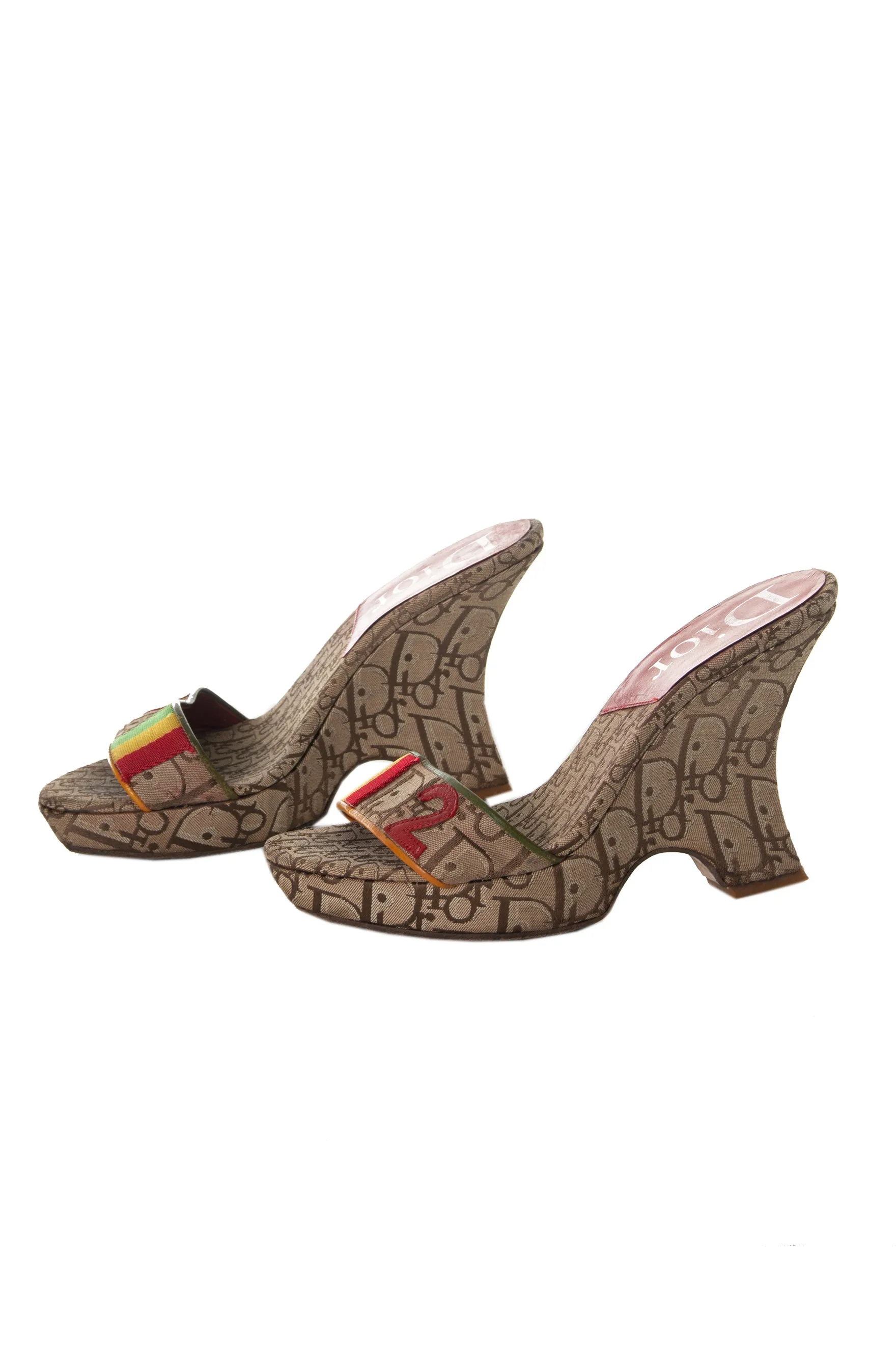 Rasta Monogram Wedges
