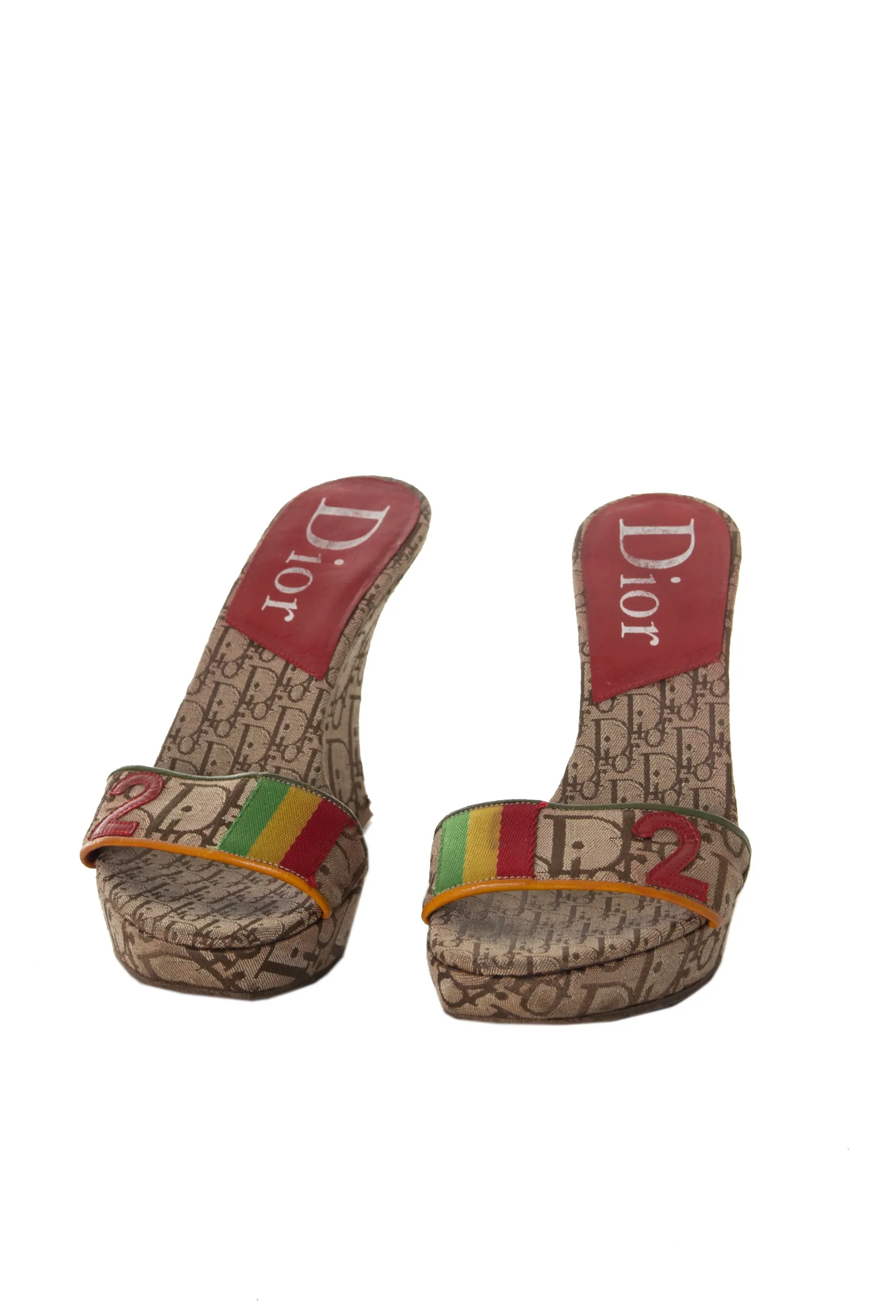 Rasta Monogram Wedges