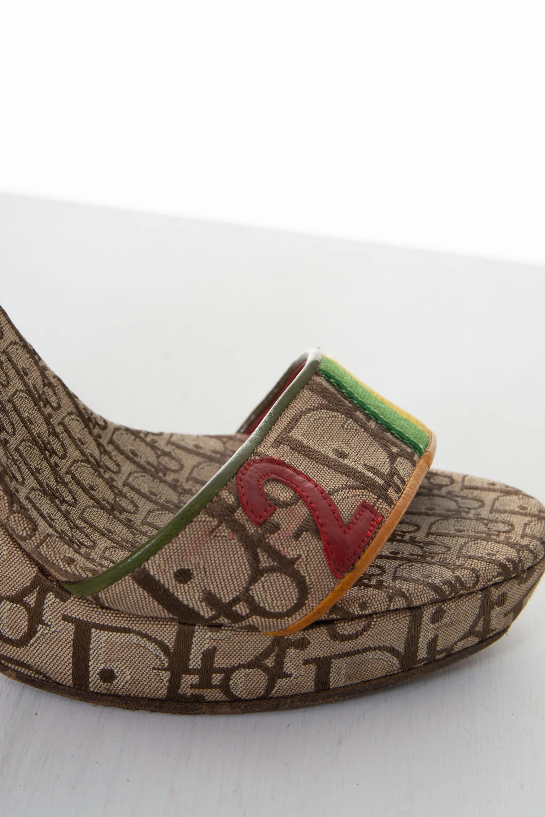 Rasta Monogram Wedges