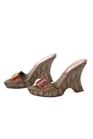 Rasta Monogram Wedges