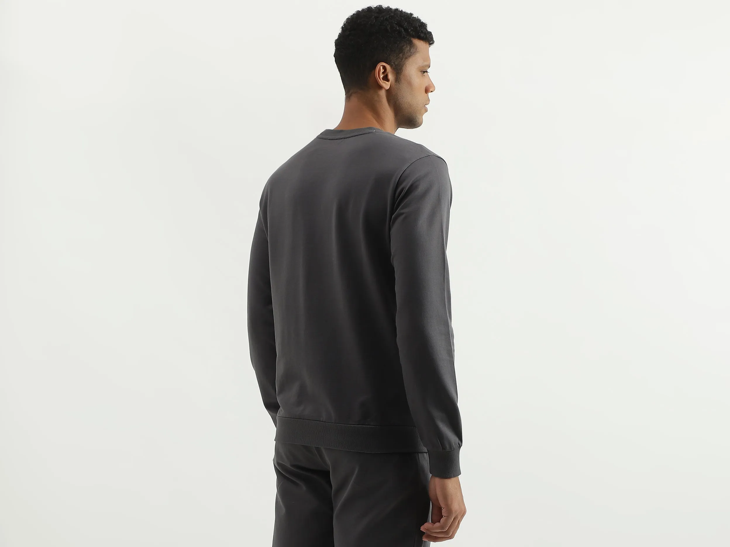 Regular Fit Round Neck Solid Sweatshirt