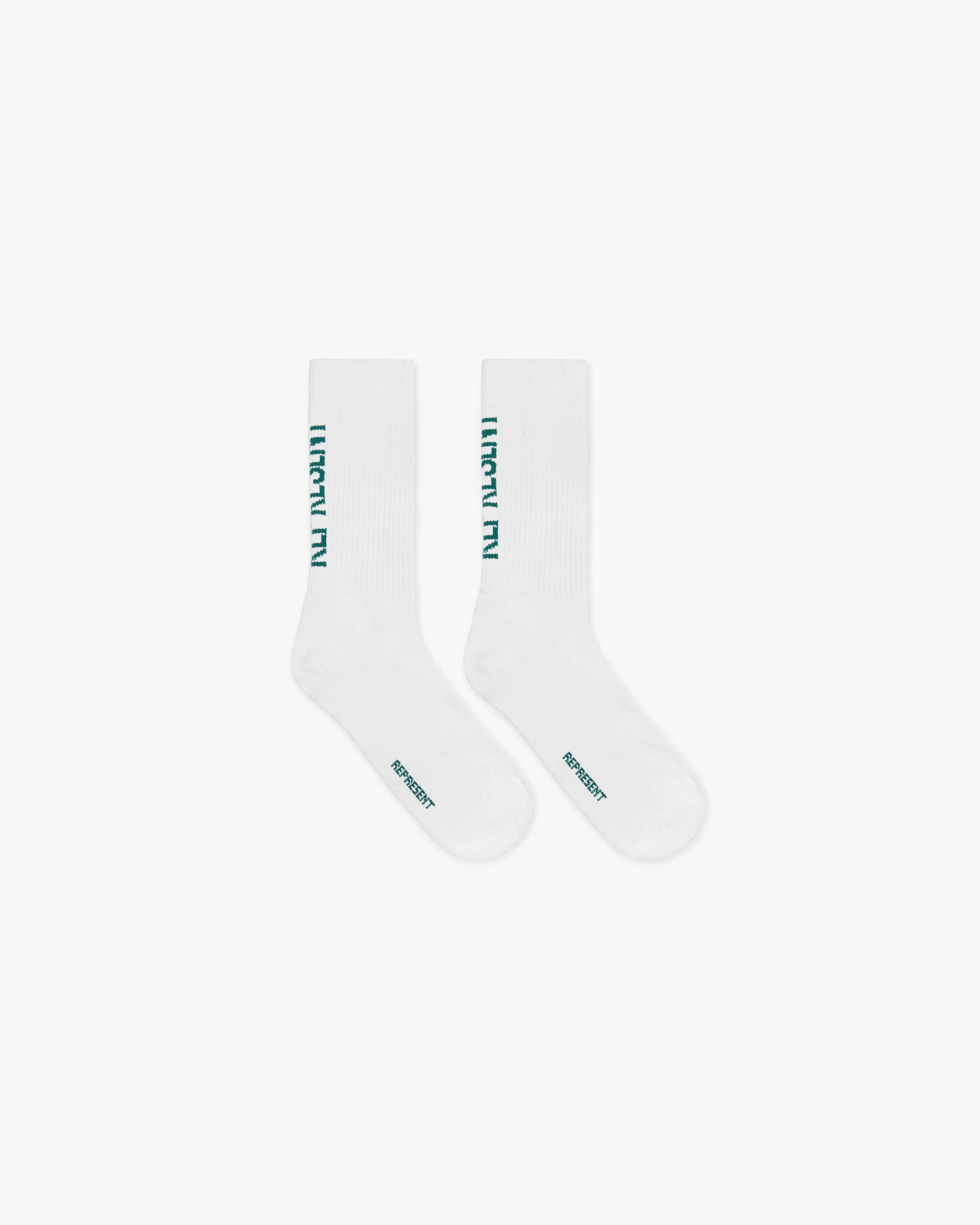 Represent Logo Socks 2 Pack - Flat White Forest Green