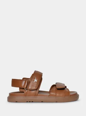 ROBBIE CARAMEL BROWN LEATHER SANDALS