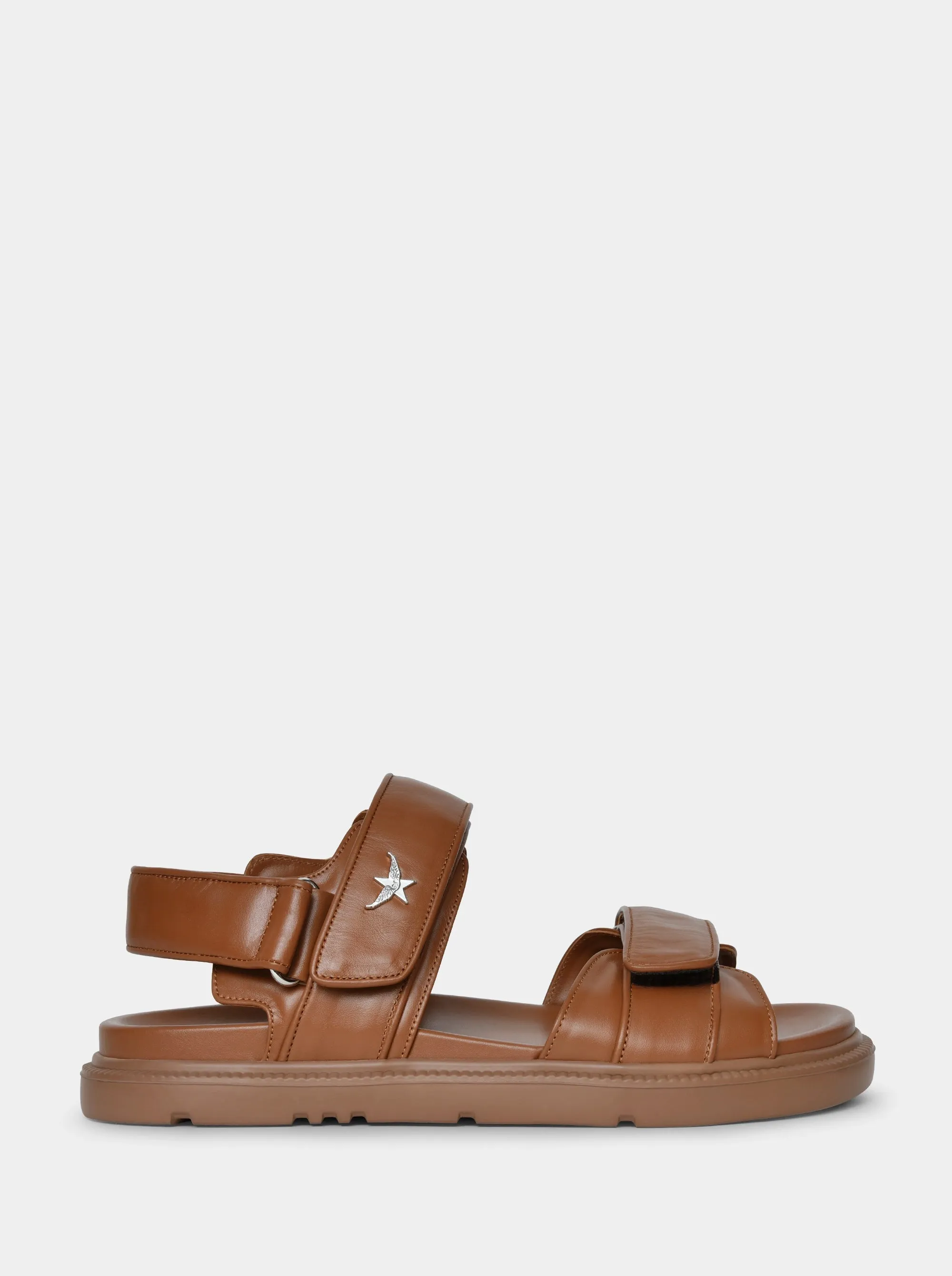 ROBBIE CARAMEL BROWN LEATHER SANDALS