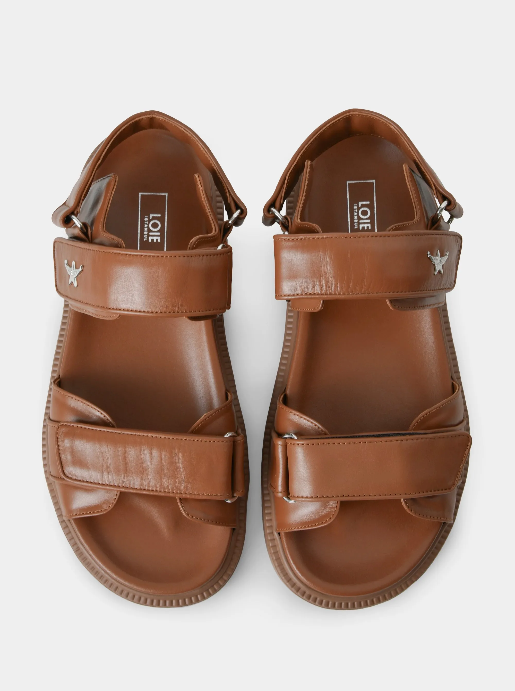 ROBBIE CARAMEL BROWN LEATHER SANDALS