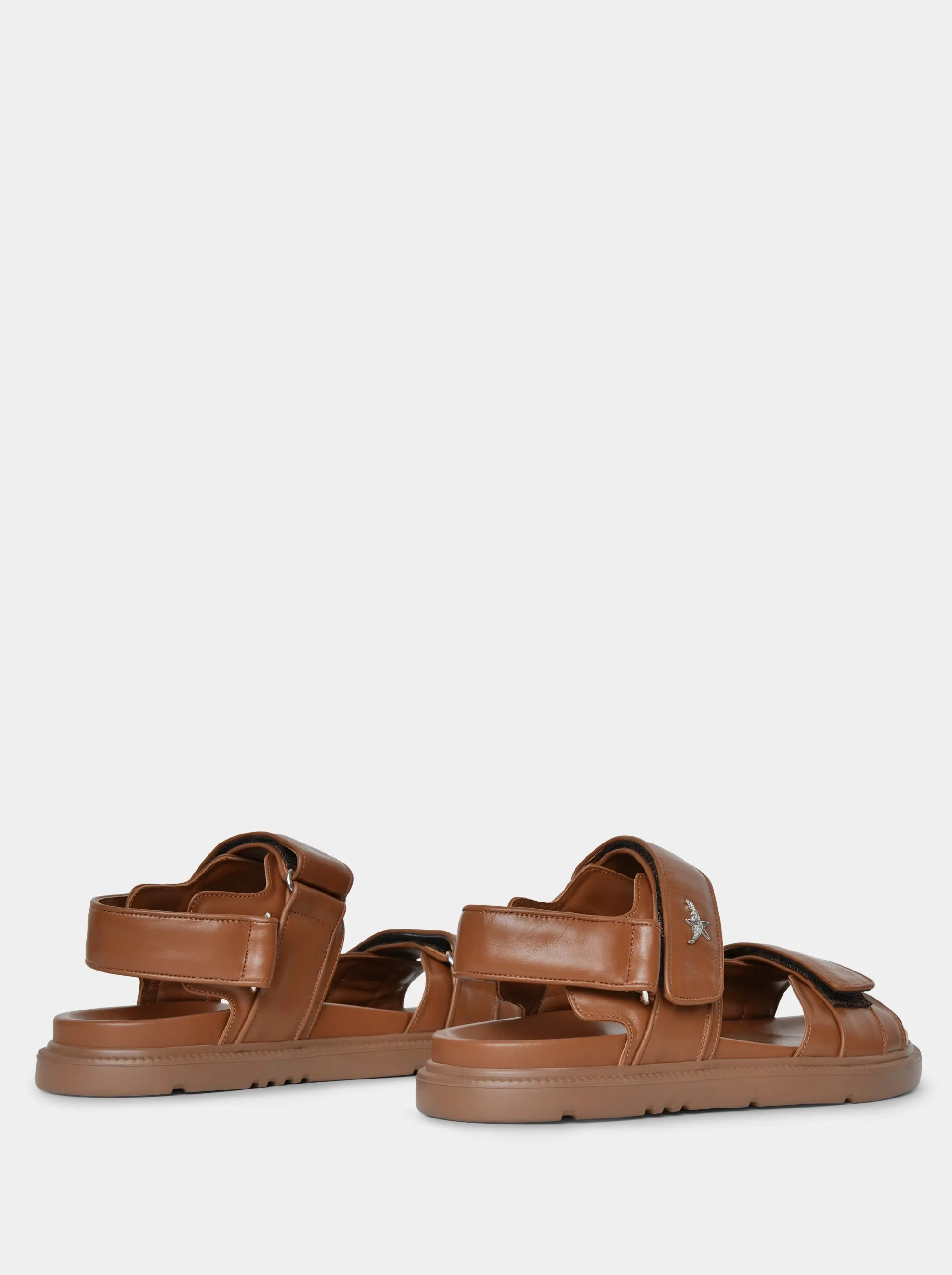 ROBBIE CARAMEL BROWN LEATHER SANDALS