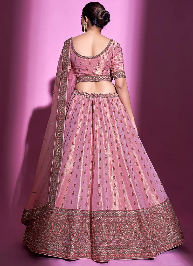 Rose Pink Multi Embroidery Wedding Lehenga Choli
