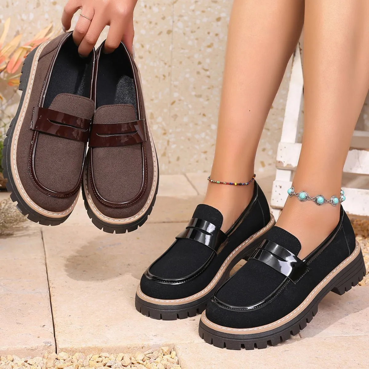 Round Toe Platform Loafers