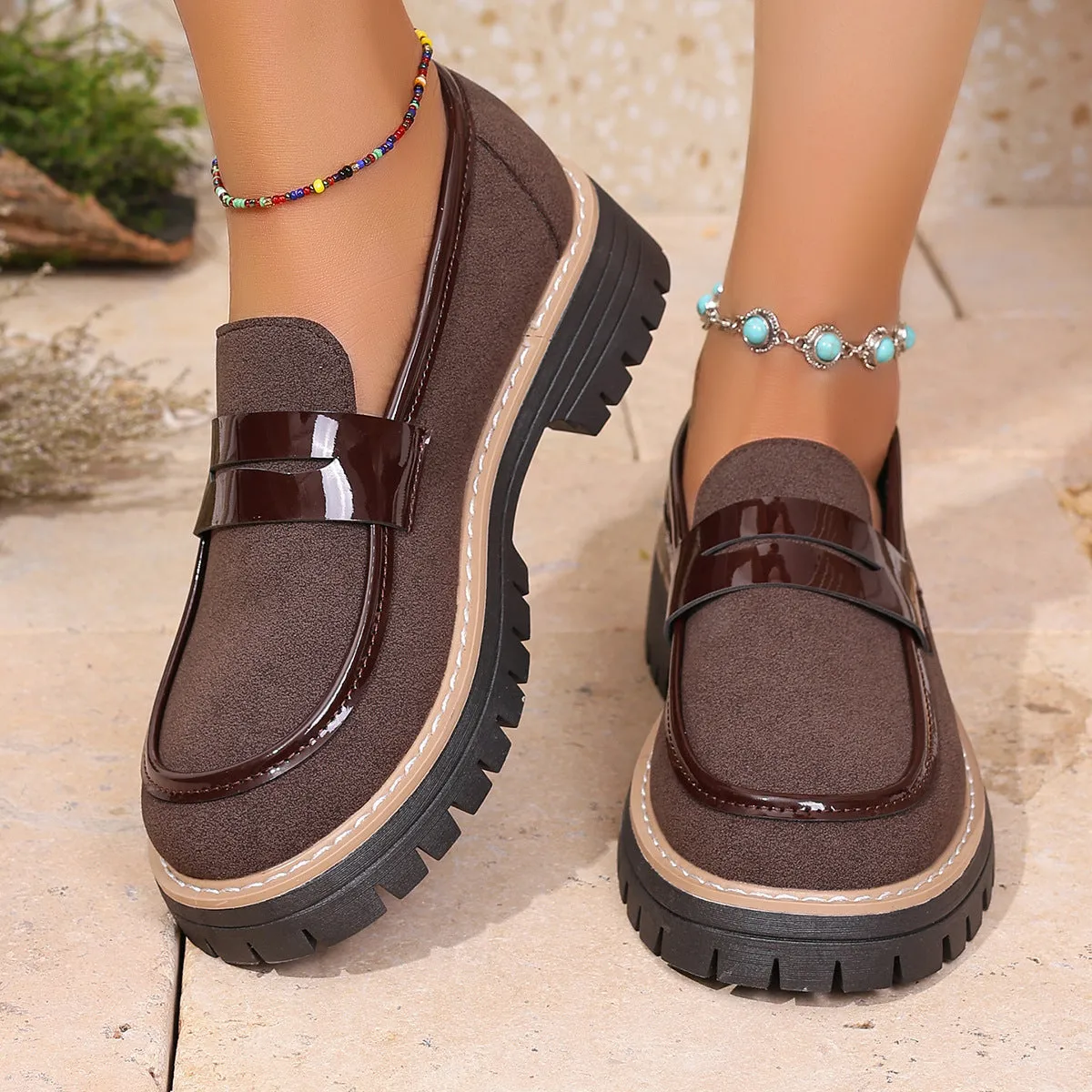 Round Toe Platform Loafers
