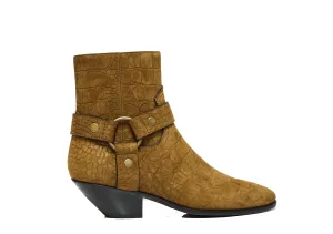 Saint Laurent Women's Fake Cocco Kenya Suede Boots West 45 Strap 606222 Special $790