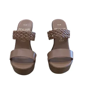 Sandals Heels Block By Italian Shoemakers In Brown, Size: 5.5