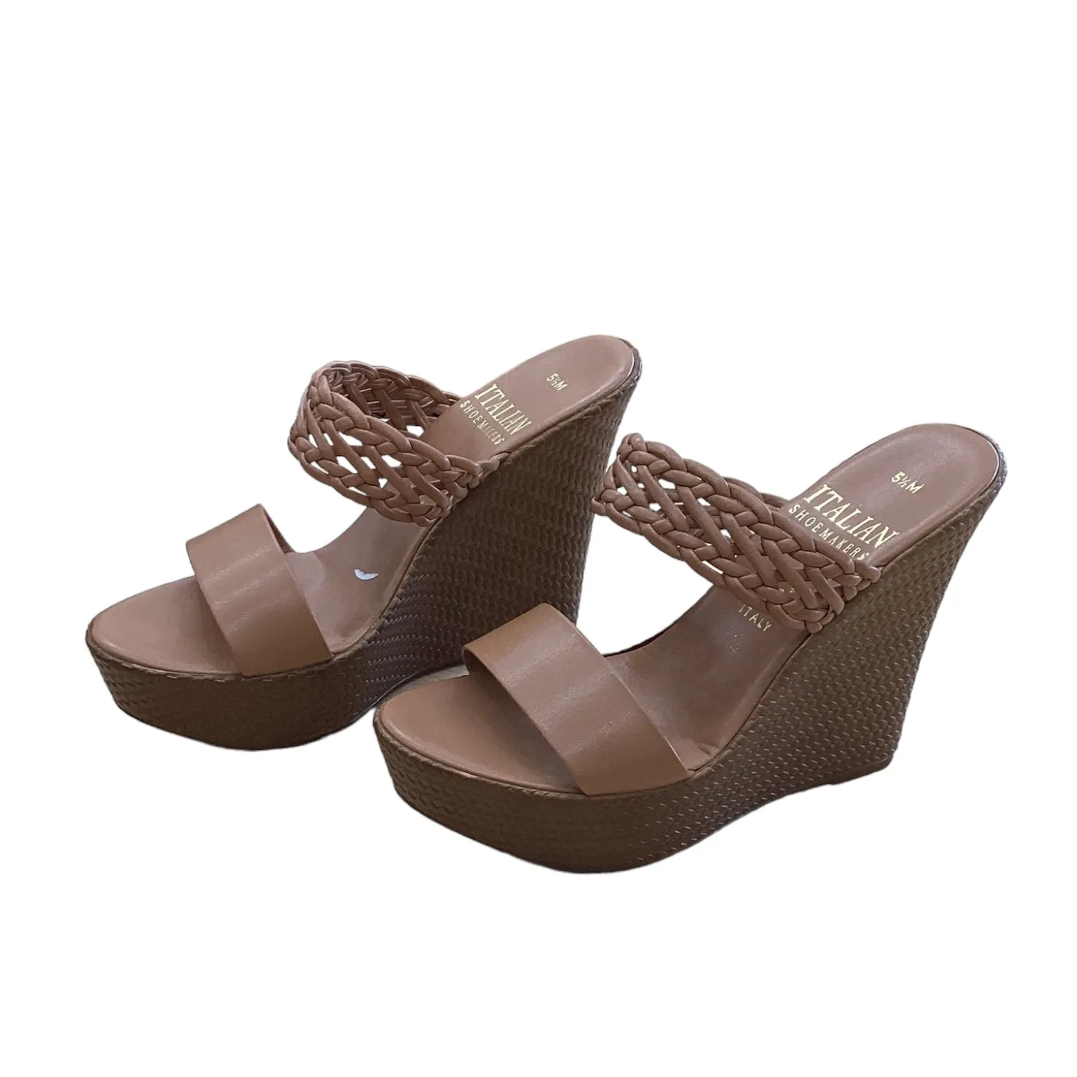 Sandals Heels Block By Italian Shoemakers In Brown, Size: 5.5