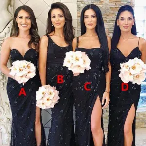 Sheath Navy Blue Tulle Bridesmaid Dresses,Cheap Bridesmaid Dresses,WGY0394