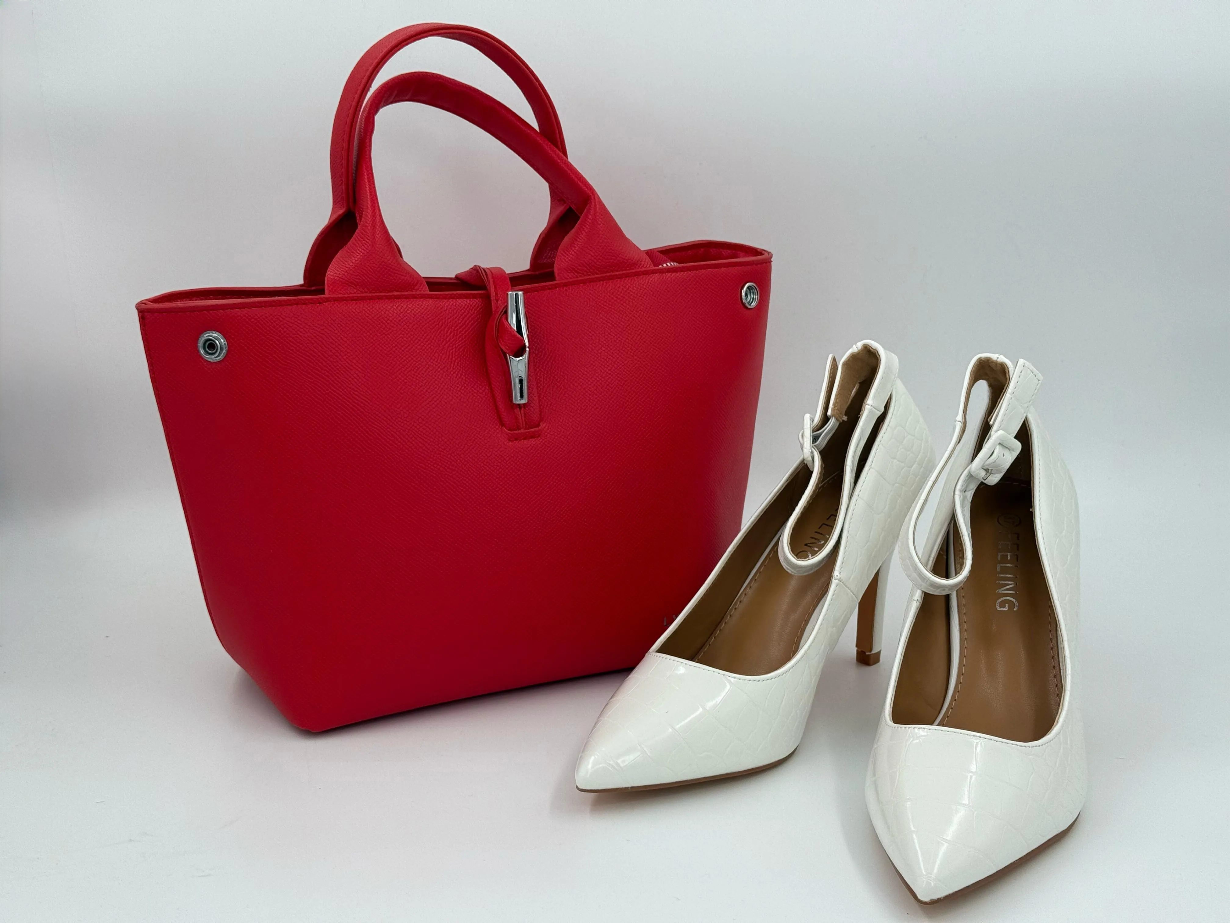 Snake Leather Heels - White