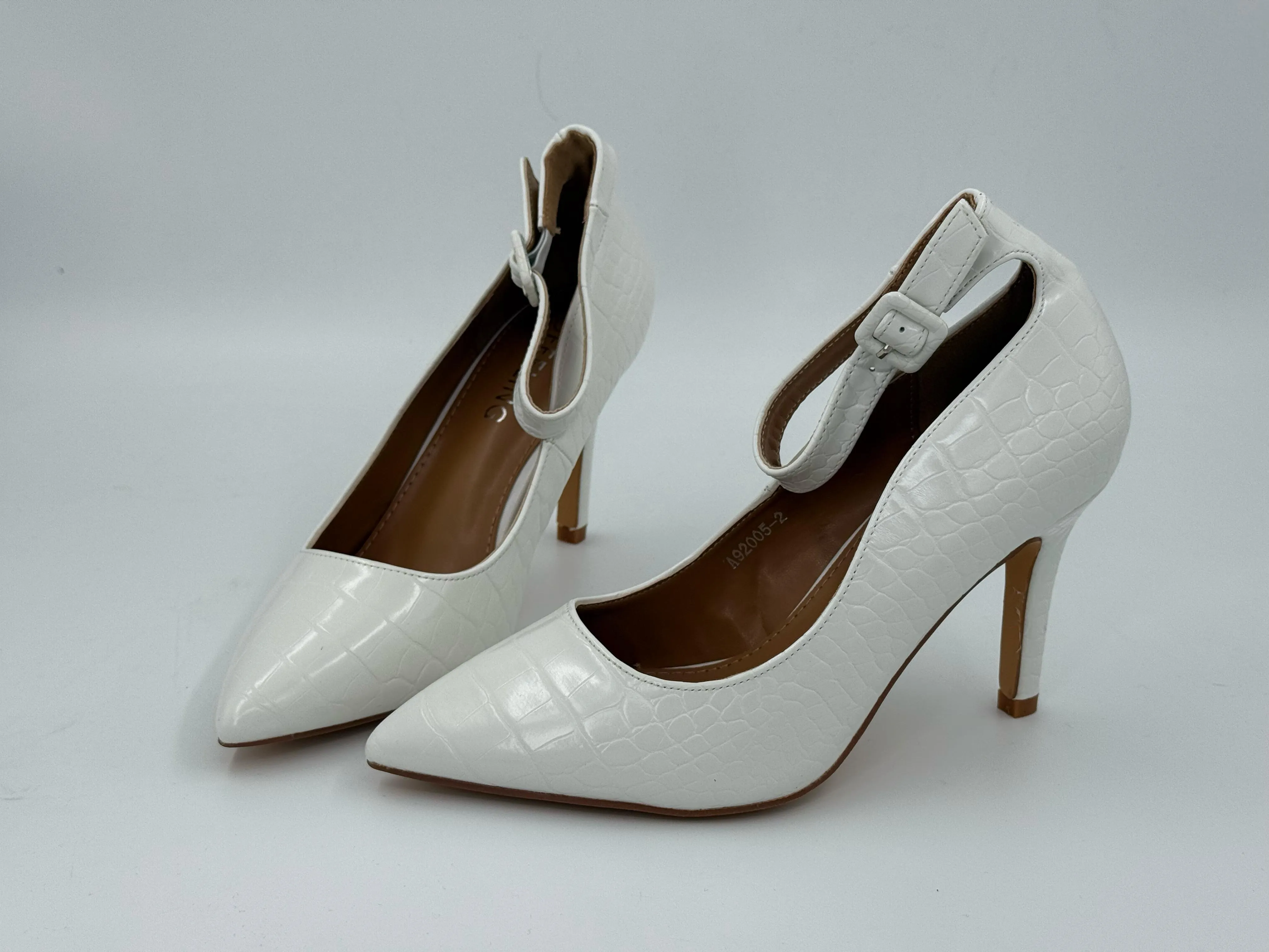 Snake Leather Heels - White