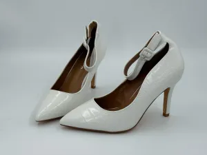 Snake Leather Heels - White