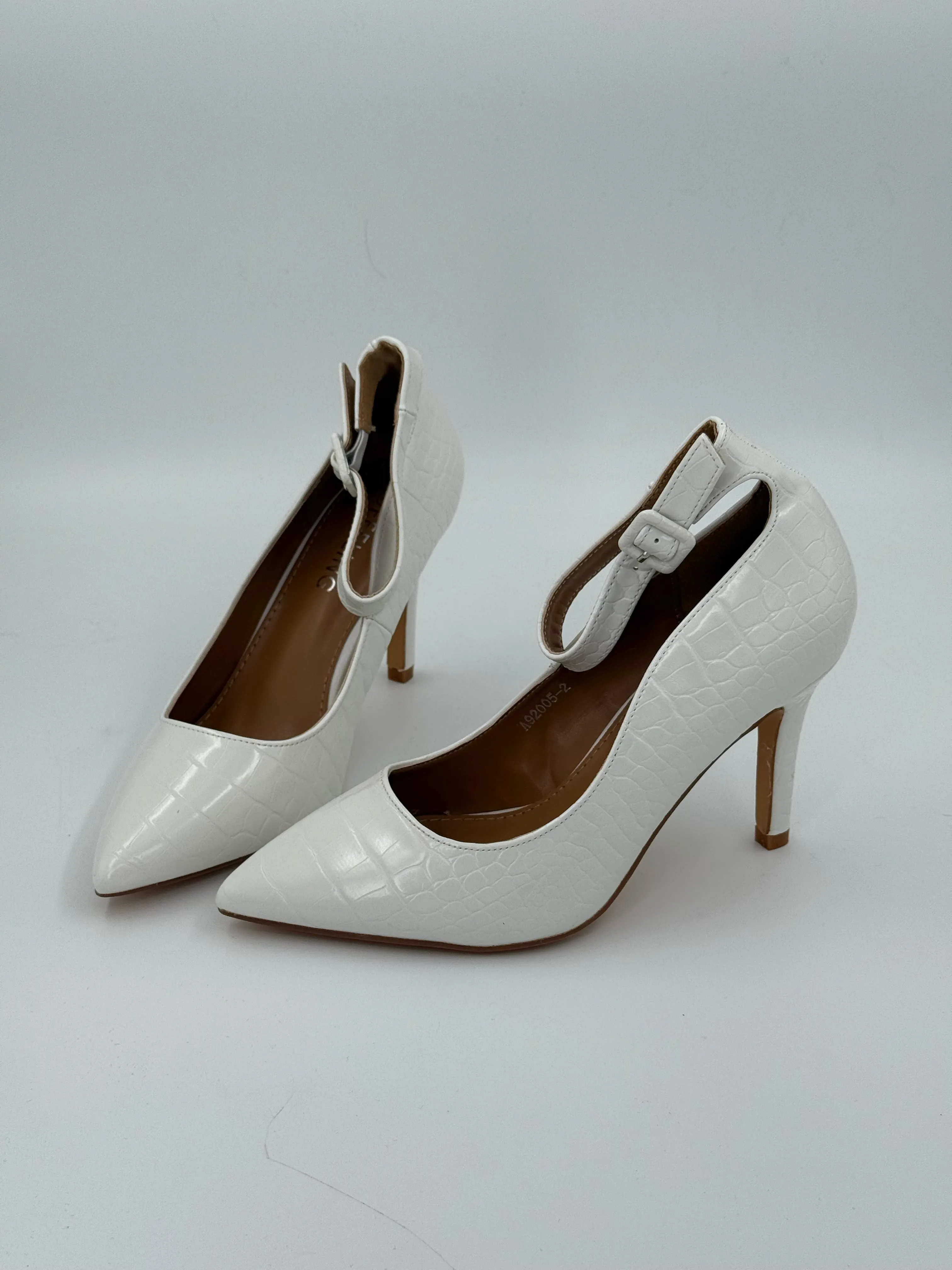 Snake Leather Heels - White