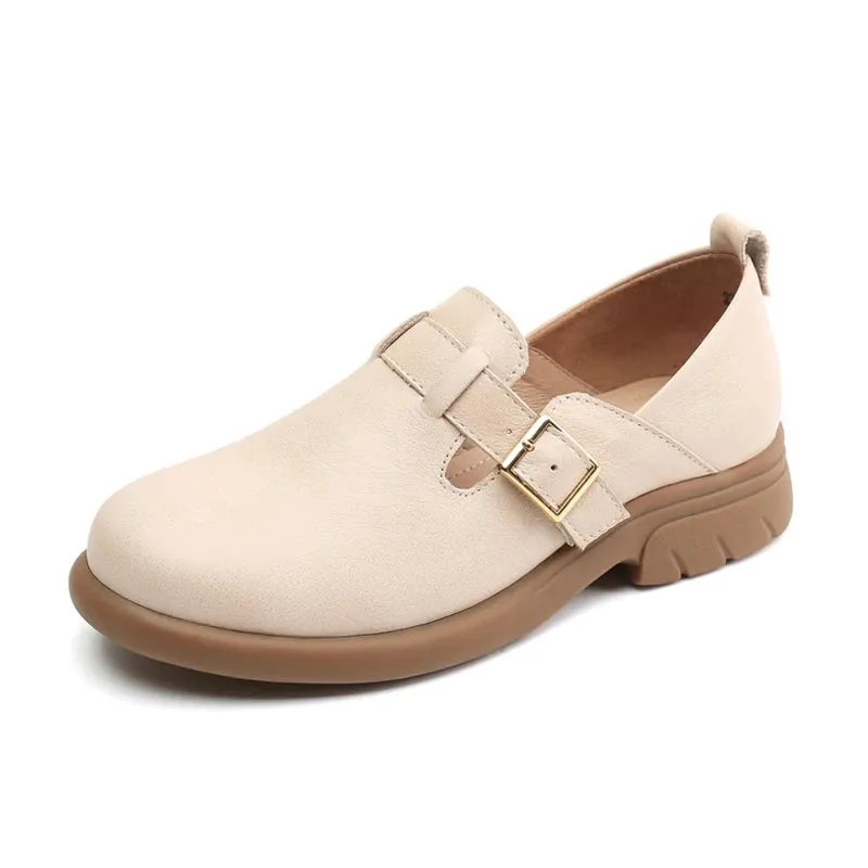 Soft Bottom Loafers Womens Shoes for Women Genuine Leather Round Head Mary Janes Comfortable Elegant Woman Shoes With Low Heels