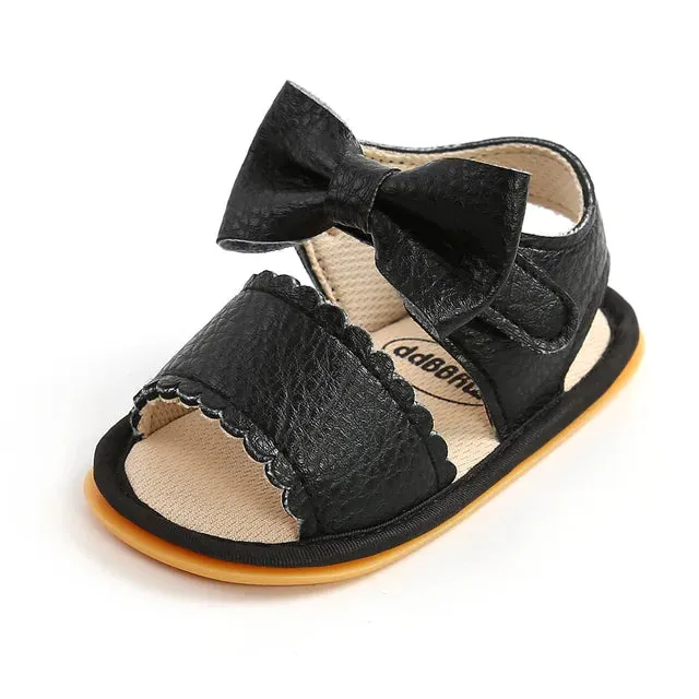 Soft Fit - Children's Sandals With Bows In White, Pink And Black