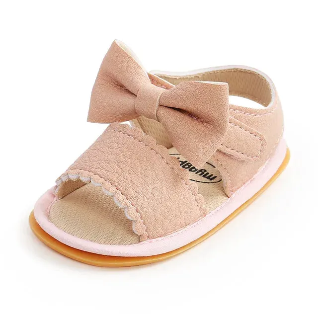 Soft Fit - Children's Sandals With Bows In White, Pink And Black