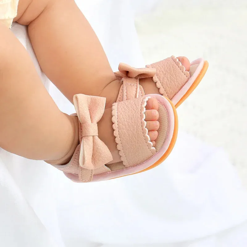Soft Fit - Children's Sandals With Bows In White, Pink And Black