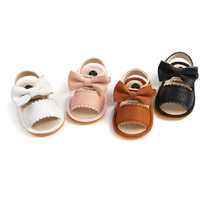 Soft Fit - Children's Sandals With Bows In White, Pink And Black