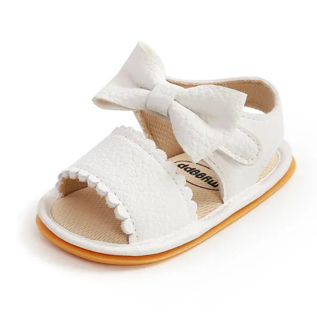 Soft Fit - Children's Sandals With Bows In White, Pink And Black