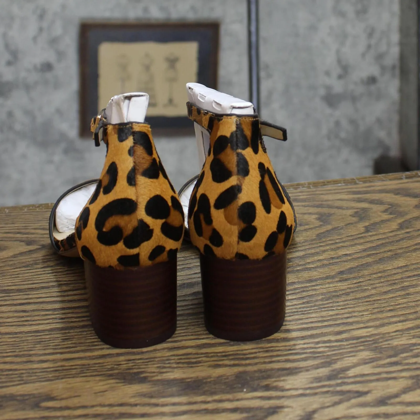Sole Society Womens Open Side Blocks Heels Leopard Print Brown 6.5M