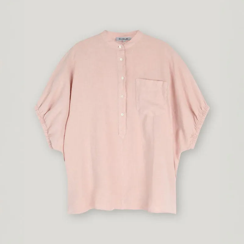 SoSUE Cowboy Button Blouse in Linen Blush