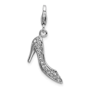 Sterling Silver Amore La Vita Rhodium-plated Swarovski High Heel Charm
