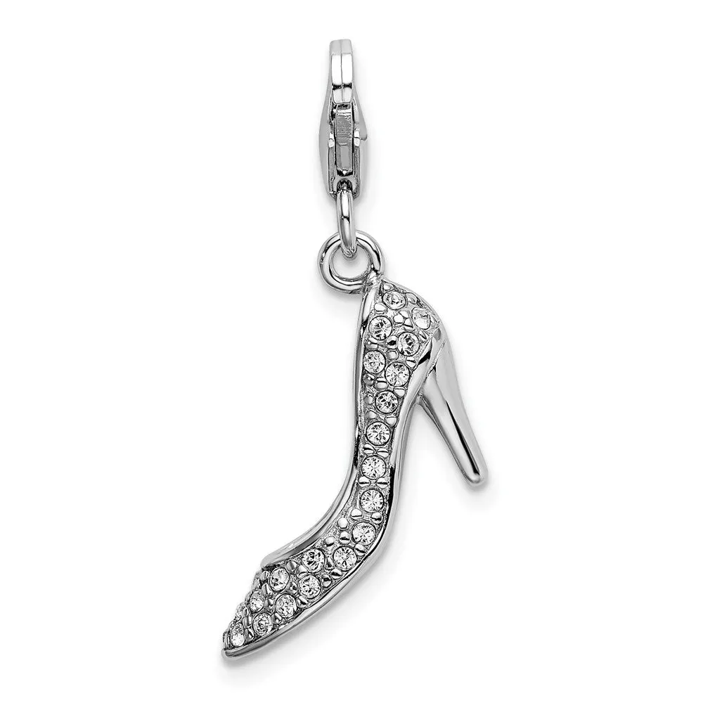 Sterling Silver Amore La Vita Rhodium-plated Swarovski High Heel Charm