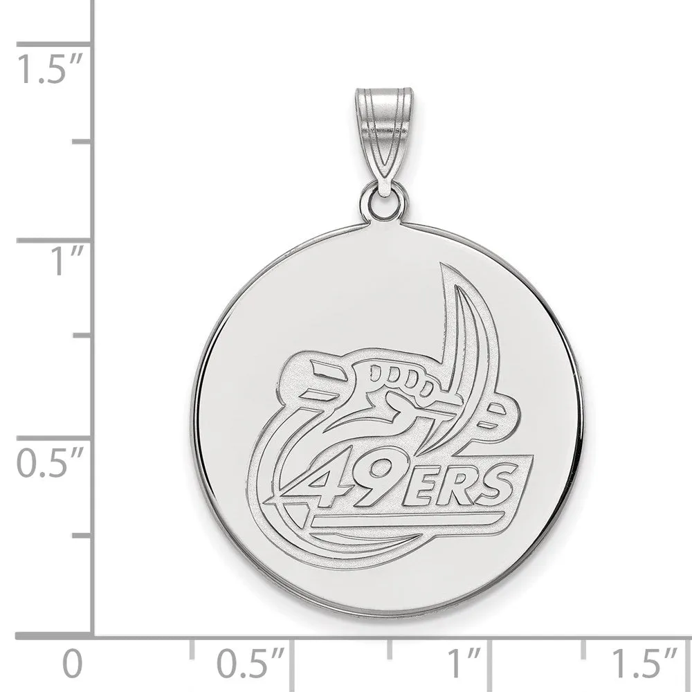 Sterling Silver Rhodium-plated University of North Carolina at Charlotte 49ers Extra Large Disc Pendant