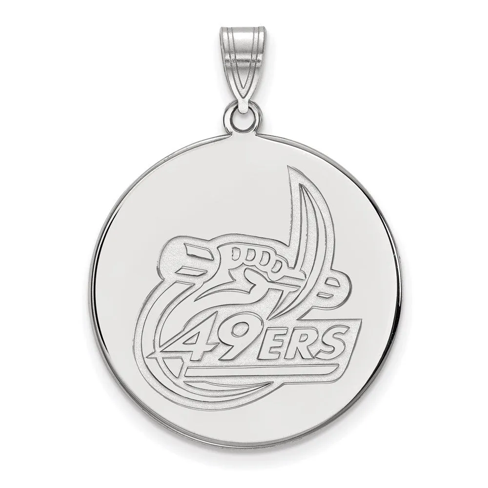 Sterling Silver Rhodium-plated University of North Carolina at Charlotte 49ers Extra Large Disc Pendant
