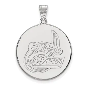 Sterling Silver Rhodium-plated University of North Carolina at Charlotte 49ers Extra Large Disc Pendant